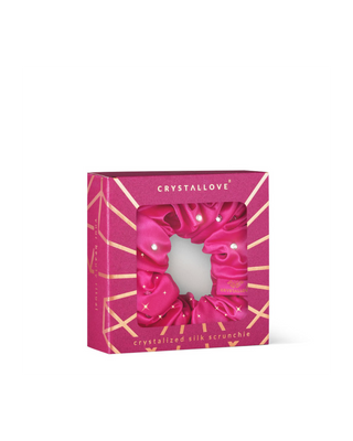 Chouchou en soie avec cristaux – hot pink Crystallove - 4