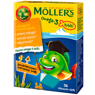 Complément alimentaire à base d'acides gras oméga-3 Moller's orange and lemon flavoured fish 36 jelly beans - 1