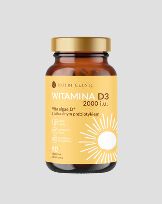Vitamine D3 naturelle provenant d'algues avec prébiotique naturel et curcuma Nutri Clinic 90 gélules