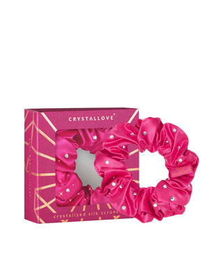 Chouchou en soie avec cristaux – hot pink Crystallove - 1
