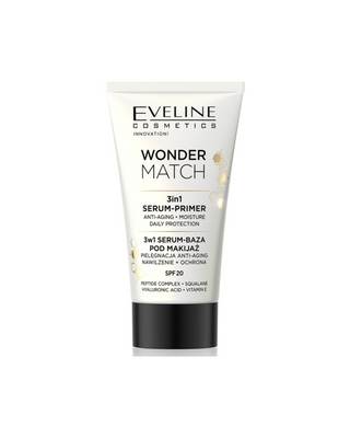 Sérum de base de maquillage 3 en 1 Wonder Match SPF20 aux peptides et au squalane Eveline