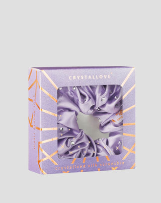Élastique à cheveux en soie avec cristaux – lilas Crystallove_4 - 4