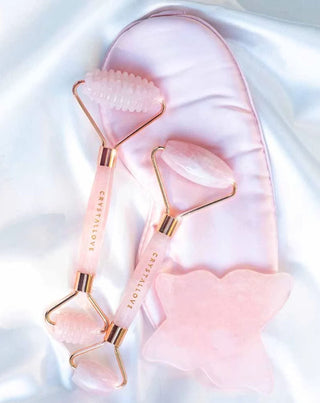 Masseur pour le visage en quartz rose Rose quartz roller - pierre d'amour Crystallove - 2