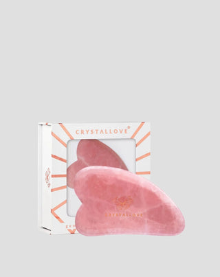 Plaque de massage facial gua sha en quartz rose - pierre d'amour Crystallove - 1