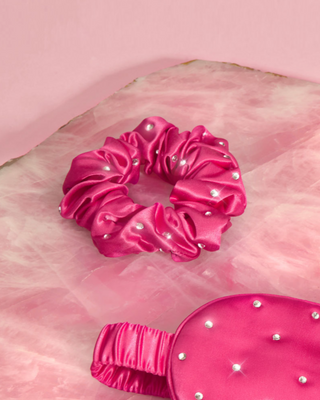 Chouchou en soie avec cristaux – hot pink Crystallove - 2