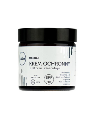 Crème protectrice avec filtre minéral UVA/UVB - SPF 30 - amande pour prévenir la perte excessive d'eau La-Le