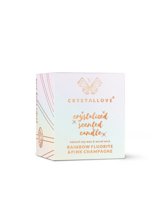 Bougie de soja avec fluorine arc-en-ciel et champagne rose dans un récipient en verre Crystallove - 3