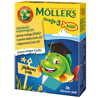 Complément alimentaire à base d'acides gras oméga-3 Moller's apple flavoured fish 36 jelly beans - 1