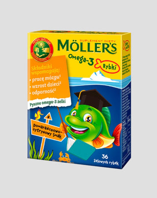 Complément alimentaire à base d'acides gras oméga-3 Moller's orange and lemon flavoured fish 36 jelly beans - 1
