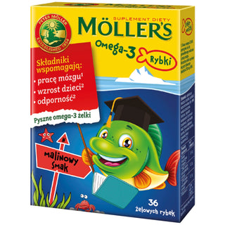 Complément alimentaire à base d'acides oméga-3 Poisson au goût de framboise Moller's 36 jelly beans - 1