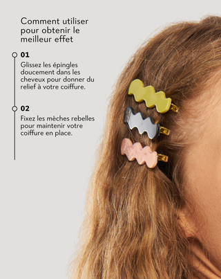 Set de barrettes wavy - marbrées, bleues et rouges de Twisty - 3 pcs. - 4