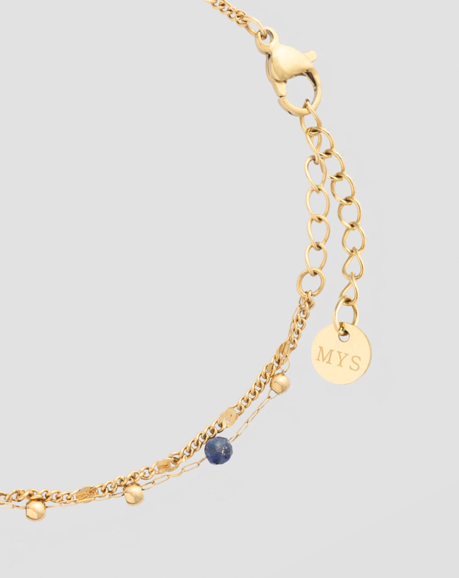 Bracelet En Ivoire De Mammouth Avec Agate Jaune Et Lapis Lazuli - Y.S Créations - 17-18cm