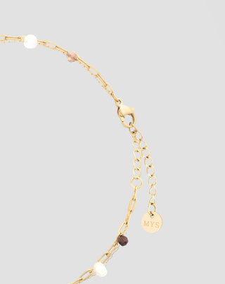 Bracelet de cheville en acier inoxydable plaqué or avec agate, maifan, jaspe et aventurine Mys_2 - 3