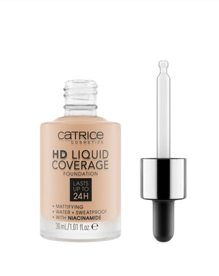 Fond de teint couvrant HD Liquid Coverage qui tient jusqu'à 24 heures sand beige 030 Catrice