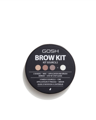 Palette de 3 ombres et cire transparente pour la mise en forme des sourcils pour un résultat durable Gosh