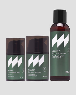 Coffret crème contour des yeux, crème pour le visage et gel nettoyant visage pour homme Monolit - 1