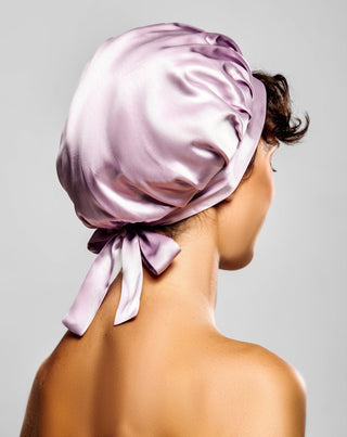 Bonnet de nuit en soie rose pour cheveux bouclés et ondulés - Twisty - 4