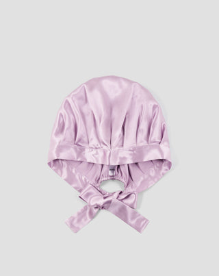 Bonnet de nuit en soie rose pour cheveux bouclés et ondulés - Twisty - 1