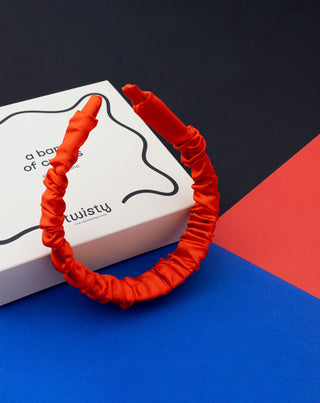 Bandeau en soie rouge, 100% naturelle - Twisty - 2