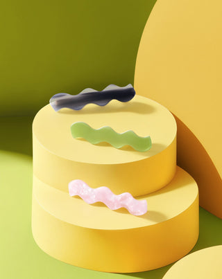 Set de barrettes wavy - vertes, noires, roses de Twisty - 3 pcs. - 5