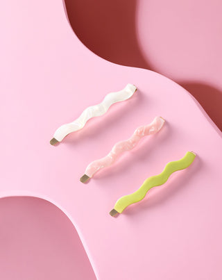 Set d'épingles à cheveux perles, vertes, roses de Twisty - 3 pcs. - 4