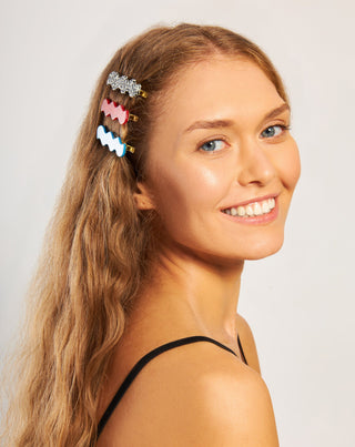 Set de barrettes wavy - marbrées, bleues et rouges de Twisty - 3 pcs. - 2