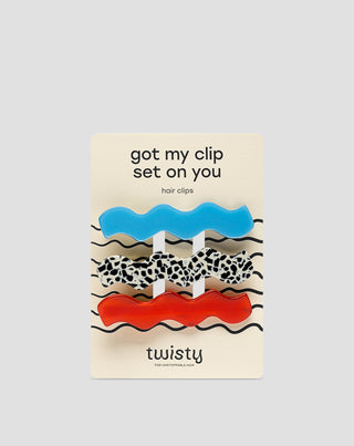 Set de barrettes wavy - marbrées, bleues et rouges de Twisty - 3 pcs. - 1