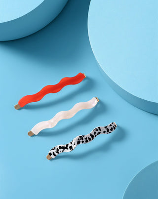 Set d'épingles à cheveux rouges, marbrées, perles de Twisty - 3 pcs. - 4