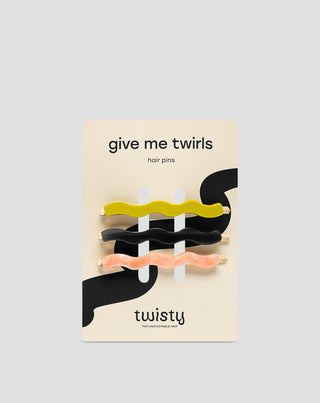 Set d'épingles à cheveux vertes, noires, roses de Twisty - 3 pcs. - 1