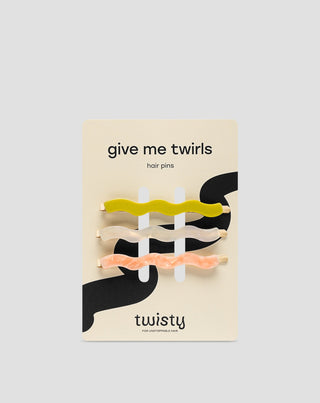 Set d'épingles à cheveux perles, vertes, roses de Twisty - 3 pcs. - 1