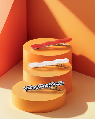 Set de barrettes wavy - rouges, marbrées, perles de Twisty - 3 pcs. - 4