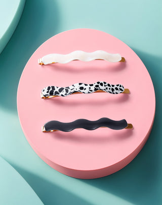 Set d'épingles à cheveux - marbrées, perles, noires de Twisty - 3 pcs. - 5