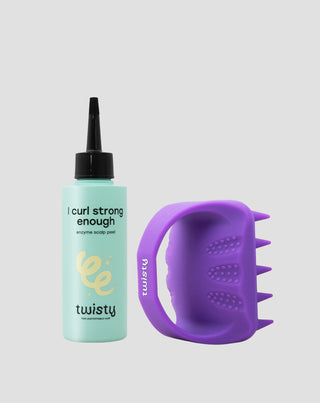 Coffret masseur en silicone + peeling enzymatique pour le nettoyage et la stimulation de la microcirculation du cuir chevelu Twisty - 1