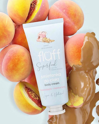 Crème pour le corps au jus d'aloe vera avec un parfum de pêche et de caramel Fluff