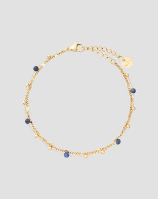 Bracelet en acier inoxydable plaqué or avec lapis-lazuli Mys_3 - 1