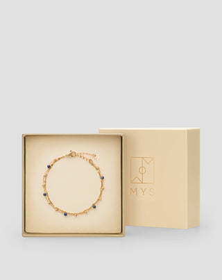 Bracelet en acier inoxydable plaqué or avec lapis-lazuli Mys - 4