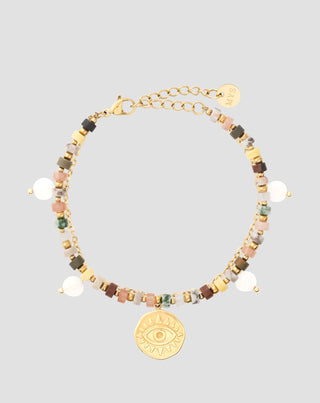 Bracelet avec pierres naturelles agate, maifan, jaspe, jade et aventurine Mys - 1