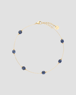 Bracelet de cheville en acier inoxydable plaqué or avec lapis-lazuli Mys_3 - 1