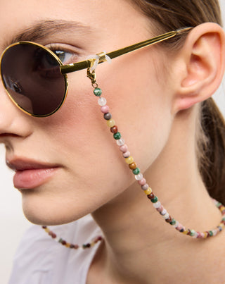 Chaîne de lunettes avec pierres naturelles agate, maifan, jaspe, jade et aventurine Mys_2 - 2