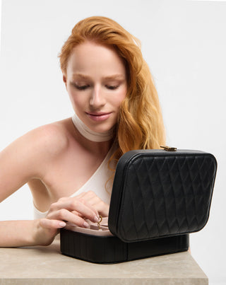 Grande boîte à bijoux avec compartiments, rouleaux et miroir, noir Mys_2 - 3