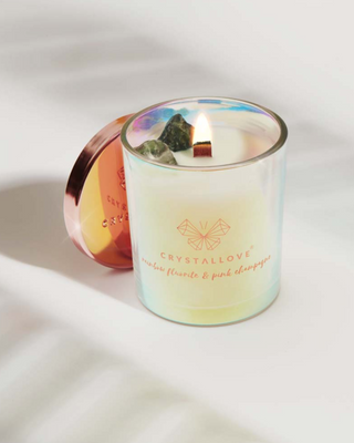 Bougie de soja avec fluorine arc-en-ciel et champagne rose dans un récipient en verre Crystallove - 4