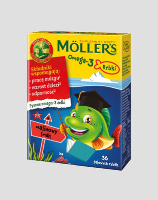 Complément alimentaire à base d'acides oméga-3 Poisson au goût de framboise Moller's 36 jelly beans - 1
