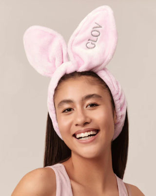 Bandeau à cheveux Bunny Ears Pink Glov pour un toilettage facile