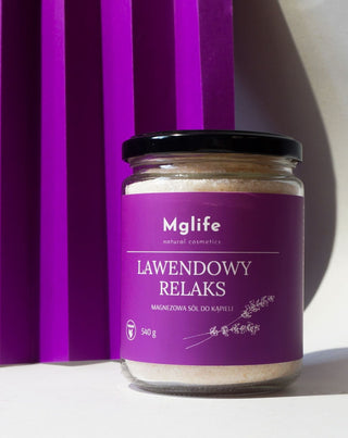 Sel de bain au magnésium avec sel d&#39;Epsom et huile essentielle Lavande relaxante Mglife