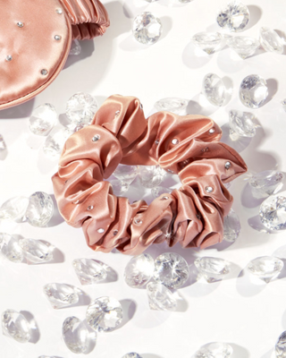 Chouchou en soie avec cristaux – rose gold Crystallove