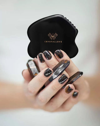 Plaque de massage du visage gua sha en obsidienne, pierre d'une grande puissance Crystallove - 2