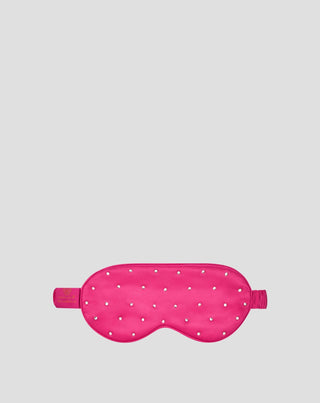 Bandeau pour les yeux de sommeil en soie orné de cristaux – hot pink Crystallove_3 - 3