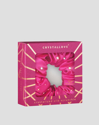 Élastique à cheveux en soie avec cristaux – hot pink Crystallove_4 - 4