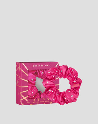 Élastique à cheveux en soie avec cristaux – hot pink Crystallove - 1