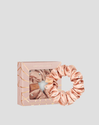 Élastique à cheveux en soie avec cristaux – rose gold Crystallove - 1